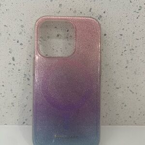 Kate Spade Pink and Purple Glitter 14 Pro Phone Case